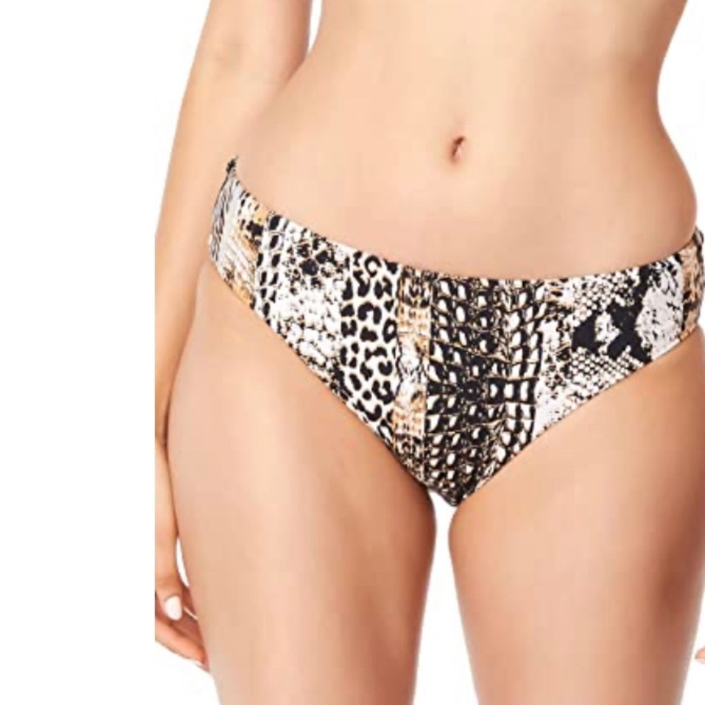 Bleu Rod Beattie Ruched Back Low Rise Bikini Bottoms in animal print size 6